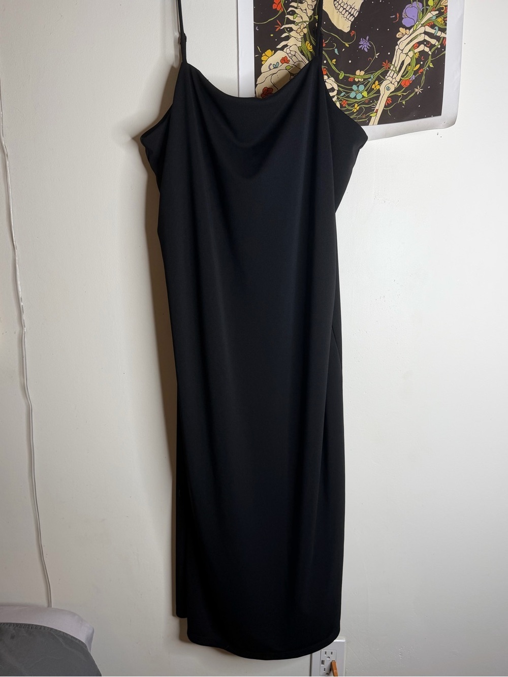 H&M Black Spaghetti Strap Maxi Dress with slit